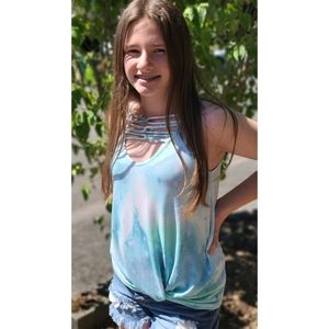NEW Boutique Tie Dye Criss Cross Tank